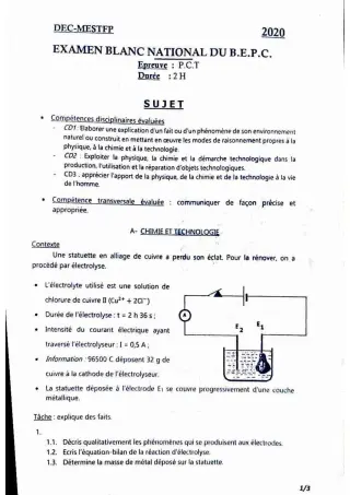 Première page de Devoir surveillé de PCT — 6e, 5e, 4e, 3e, 2nde D — CEG AYOU (2022)