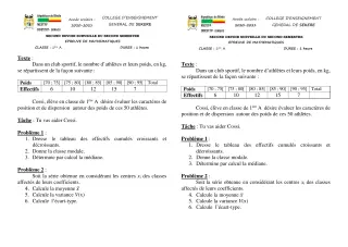 Première page de Mathématiques 1ère A2 — 2e devoir surveillé, 2e semestre (2020-2021) · CEG SEKERE