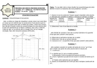 Première page de Mathématiques 5e — 1er devoir surveillé, 1er semestre (2020-2021) · CEG 2 Djougou