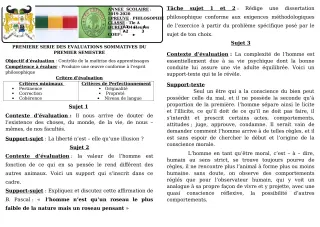 Première page de Philosophie Tle A1, Tle A2 — 1re évaluation sommative, 1er semestre (2019-2020) · CEG GBESSOU