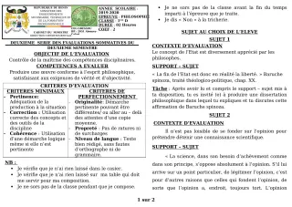 Première page de Philosophie 1ère D — 2e évaluation sommative, 2e semestre (2019-2020) · CEG GBESSOU
