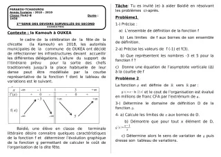 Première page de Mathématiques Tle A2 — Devoir surveillé, 2e semestre (2018-2019) · CEG Banikanni