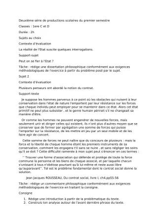 Première page de Philosophie 1ère C, 1ère D — 2e production scolaire, 1er semestre (2022-2023) · CEG1 Ikpinlè