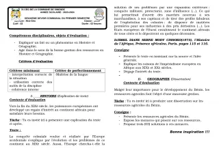 Première page de Histoire-Géographie 3e — 2e devoir surveillé, 1er semestre (2023-2024) · CEG SEKERE