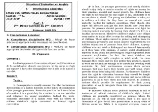 Première page de Anglais Tle A2 — 3e devoir surveillé, 2e semestre (2018-2019) · LJF-B/A