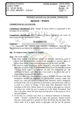 Première page de Anglais 6e — 1er devoir surveillé, 2e trimestre (2019-2020) · CPEG GOD'S TIME