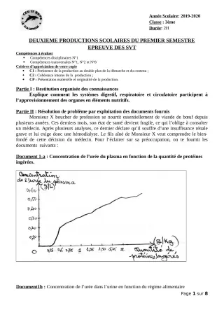 Première page de SVT 6e, 5e, 4e, 4e ML, 4e ML&MC, 3e, 3e ML — 2e production scolaire, 1er semestre (2019-2020) · CEG II EKPE