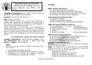 Première page de Allemand 4e ML — 2e devoir surveillé (2017-2018) · CEG1 Covè