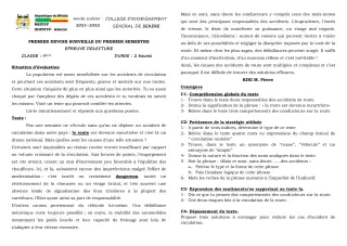 Première page de Français 4e — 1er devoir surveillé, 1er semestre (2021-2022) · CEG SEKERE