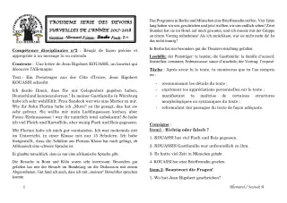 Première page de Allemand 2nde A1 — 3e devoir surveillé (2017-2018) · CEG1 Covè