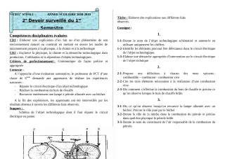 Première page de PCT 6e — 2e devoir surveillé, 1er semestre (2018-2019) · CEG 2 N'DALI