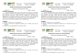 Première page de Français 3e — 1er devoir surveillé, 2e semestre (2021-2022) · CEG SEKERE