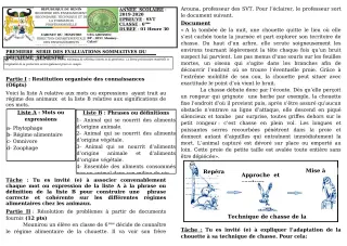 Première page de SVT 6e — 1re évaluation sommative, 2e semestre (2019-2020) · CEG GBESSOU