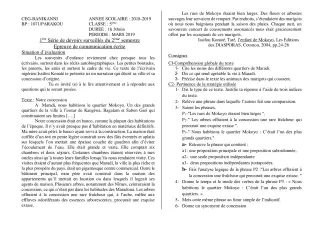 Première page de Français 5e — 1er devoir surveillé, 2e semestre (2018-2019) · CEG Banikanni