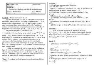 Première page de Mathématiques 1ère C — 2e devoir surveillé, 2e semestre (2018-2019) · CEG Banikanni