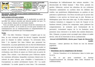 Première page de Français 2nde A1, 2nde A2, 2nde D — 2e évaluation sommative, 1er semestre (2019-2020) · CEG GBESSOU