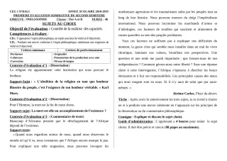 Première page de Philosophie Tle A — 1re évaluation sommative, 2e semestre (2018-2019) · CEG BIRO
