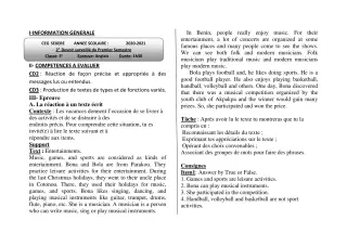 Première page de Anglais 5e — 2e devoir surveillé, 1er semestre (2020-2021) · CEG SEKERE