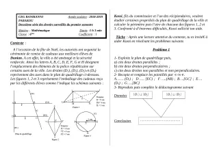 Première page de Mathématiques 6e — 2e devoir surveillé, 1er semestre (2018-2019) · CEG Banikanni