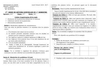 Première page de SVT 6e, 5e, 4e, 4e ML, 3e, 3e ML — 1er devoir surveillé, 1er semestre (2018-2019) · CEG Donwari