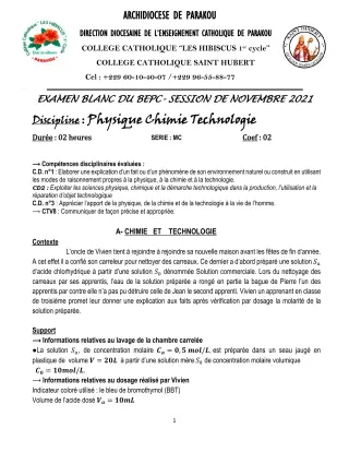 Première page de Examen Blanc de PCT — 3e — Hibiscus 1er cycle (2021)