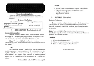 Première page de Histoire-Géographie 4e, 4e ML — 1er devoir surveillé, 2e semestre (2018-2019) · CEG 2 N'DALI