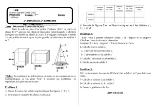 Première page de Mathématiques 6e — 1er devoir surveillé, 1er semestre (2020-2021) · LMB