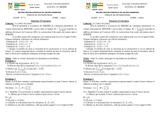 Première page de Mathématiques 2nde A2 — 2e devoir surveillé, 2e semestre (2020-2021) · CEG SEKERE
