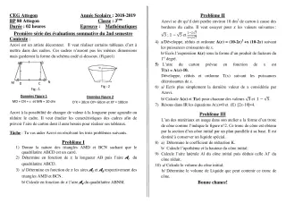 Première page de Mathématiques 4e ML — 1re évaluation sommative, 2e semestre (2018-2019) · CEG Attogon