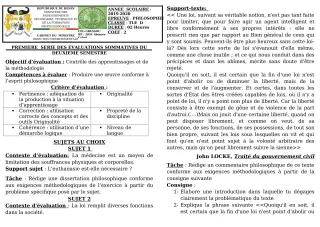 Première page de Philosophie Tle D — 1re évaluation sommative, 2e semestre (2019-2020) · CEG GBESSOU