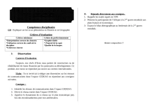 Première page de Histoire-Géographie 1ère D — 1er devoir surveillé, 2e semestre (2018-2019) · ceg ouenou