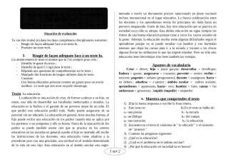 Première page de Devoir surveillé de ESPAGNOL — 3e ML — ceg ouenou (2018)