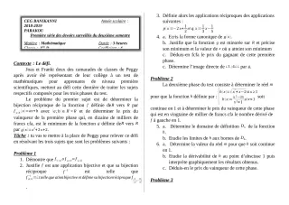 Première page de Mathématiques 1ère D — 1er devoir surveillé, 2e semestre (2018-2019) · CEG Banikanni