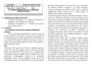 Première page de Anglais Tle A1 — Devoir surveillé, 1er semestre (2021-2022) · CEG ZONGO