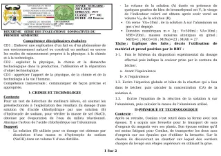 Première page de PCT 3e — 2e évaluation sommative, 1er semestre (2019-2020) · CEG GBESSOU