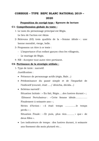 Première page de Examen Blanc de FRANCAIS — 6e, 5e, 4e ML, 4e ML&MC, 3e, 3e ML — CEG AYAHOHOUE (2019)