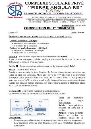 Première page de SVT 4e — Composition (2019-2020) · CPEG PIERRE ANGULAIRE