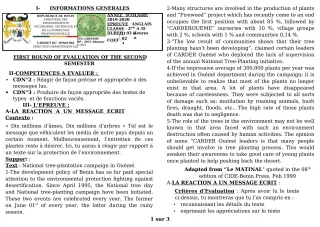 Première page de Devoir surveillé de ANGLAIS — 2nde A1, 2nde A2, 2nde D — CEG GBESSOU (2019)