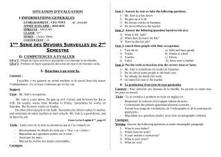 Première page de Mathématiques 6e — 1er devoir surveillé, 2e semestre (2018-2019) · CEG TOUI