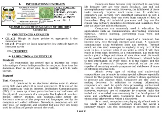 Première page de Anglais 1ère A1, 1ère A2, 1ère D — Composition (2019-2020) · CEG GBESSOU