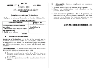 Première page de Histoire-Géographie 1ère D — Devoir surveillé, 2e semestre (2018-2019) · LJF-B/A
