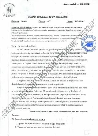 Première page de Français 6e — 2020-2021 · CPEG ROSAIRE