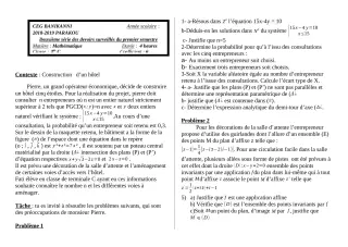 Première page de Mathématiques Tle C — 2e devoir surveillé, 1er semestre (2018-2019) · CEG Banikanni