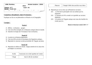 Première page de Histoire-Géographie 5e — 1er devoir surveillé, 1er semestre (2020-2021) · LMB