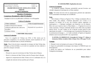Première page de Histoire-Géographie 3e, 3e ML — 2e devoir surveillé, 2e semestre (2019-2020) · CEG Banikanni