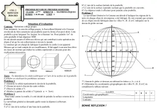 Première page de Mathématiques 6e — 1er devoir surveillé, 1er semestre (2020-2021) · CEG 2 Djougou