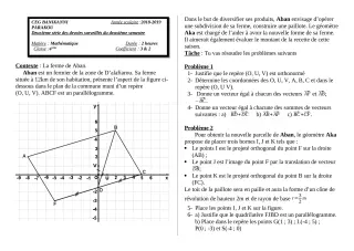 Première page de Mathématiques 4e, 4e ML — 2e devoir surveillé, 2e semestre (2018-2019) · CEG Banikanni