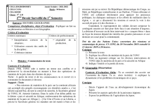 Première page de Histoire-Géographie Tle A1, Tle A2, Tle B — Devoir surveillé, 1er semestre (2021-2022) · CEG 1 ZOGBODOMEY