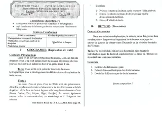 Première page de Histoire-Géographie 4e, 4e ML, 3e, 3e ML — Composition (2018-2019) · CEG Gbegourou