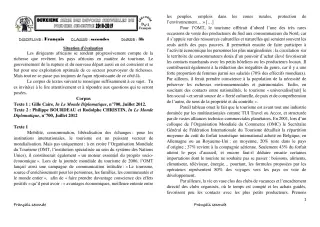 Première page de Français 2nde A & B, 2nde C, 2nde D — 2e devoir surveillé, 1er semestre (2018-2019) · CEG1 Covè